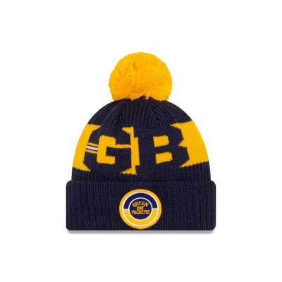 Blue Green Bay Packers Hat - New Era NFL Historic Cold Weather Sport Knit Beanie USA6807549